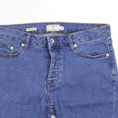 Topman Mens Blue  Denim Bermuda Shorts Size 30