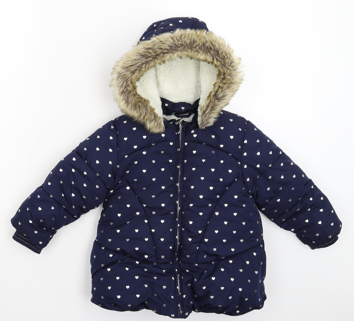 Matalan Girls Blue   Parka Coat Size 3-4 Years