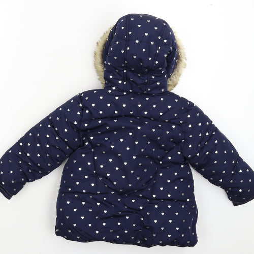 Matalan Girls Blue   Parka Coat Size 3-4 Years