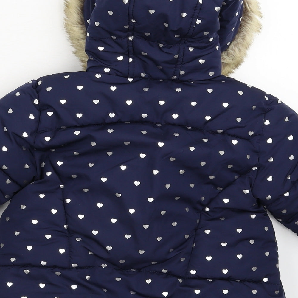 Matalan Girls Blue   Parka Coat Size 3-4 Years