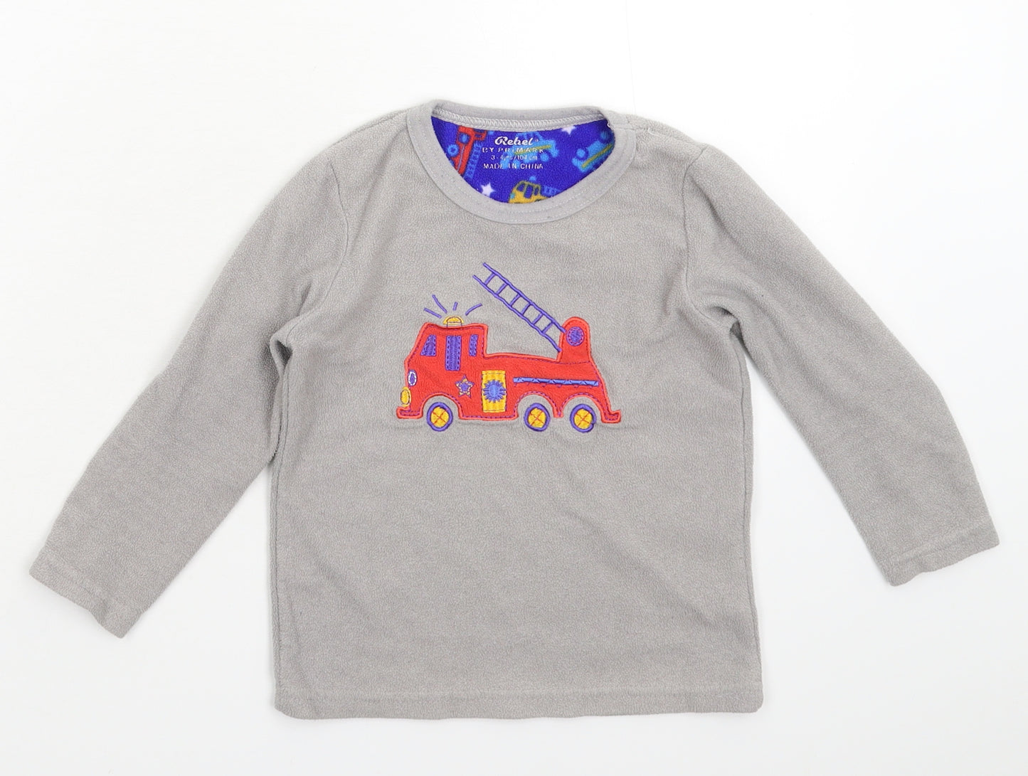 Rebel Girls Grey Solid Fleece Top Pyjama Top Size 3-4 Years