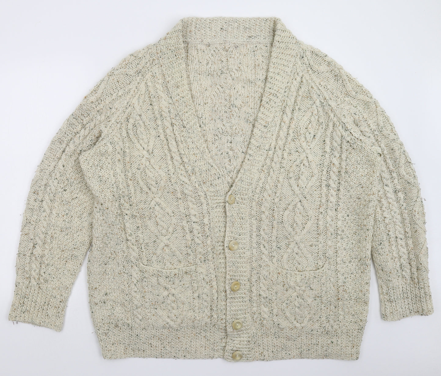 Preworn Womens White  Knit Cardigan Jumper Size 4XL