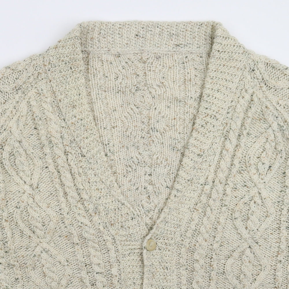 Preworn Womens White  Knit Cardigan Jumper Size 4XL