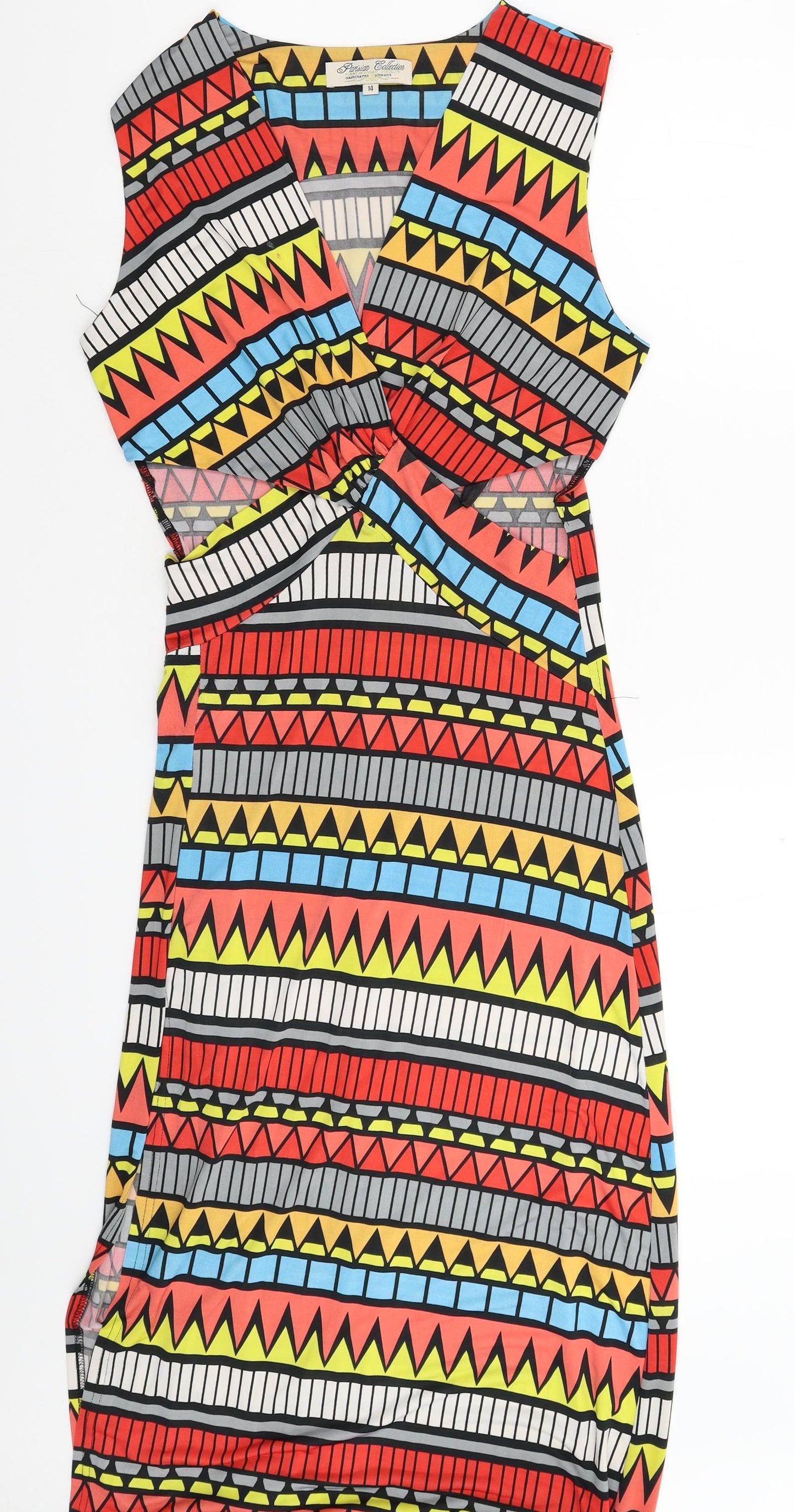 PARISIAN SIGNATURE Womens Multicoloured Geometric  Bodycon  Size 14