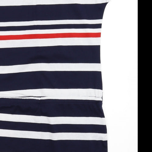 Fancy Qube Womens Blue Striped  T-Shirt Dress  Size L
