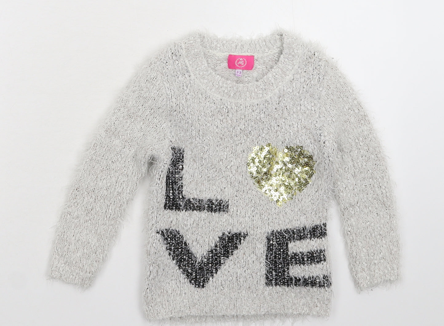Harper Girls Grey  Knit Pullover Jumper Size 3-4 Years