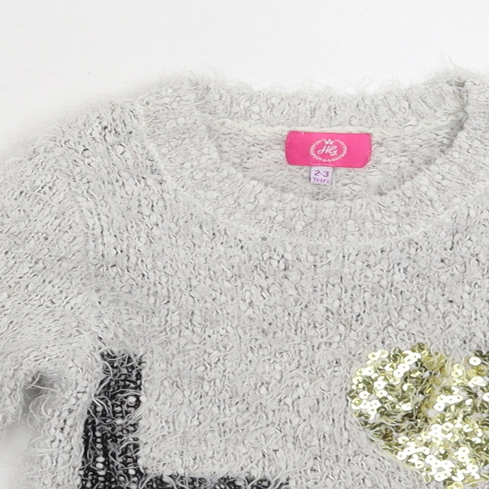Harper Girls Grey  Knit Pullover Jumper Size 3-4 Years