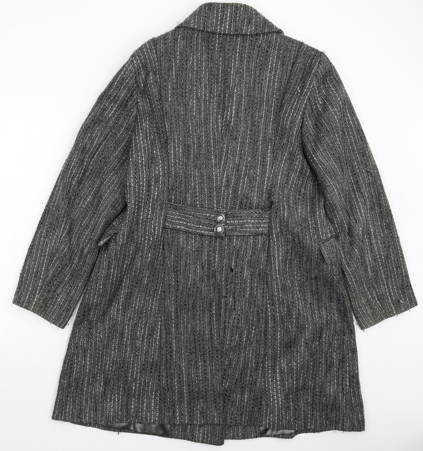 Per Una Womens Grey Striped  Overcoat Coat Size 20