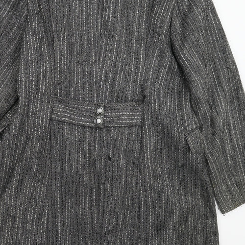 Per Una Womens Grey Striped  Overcoat Coat Size 20