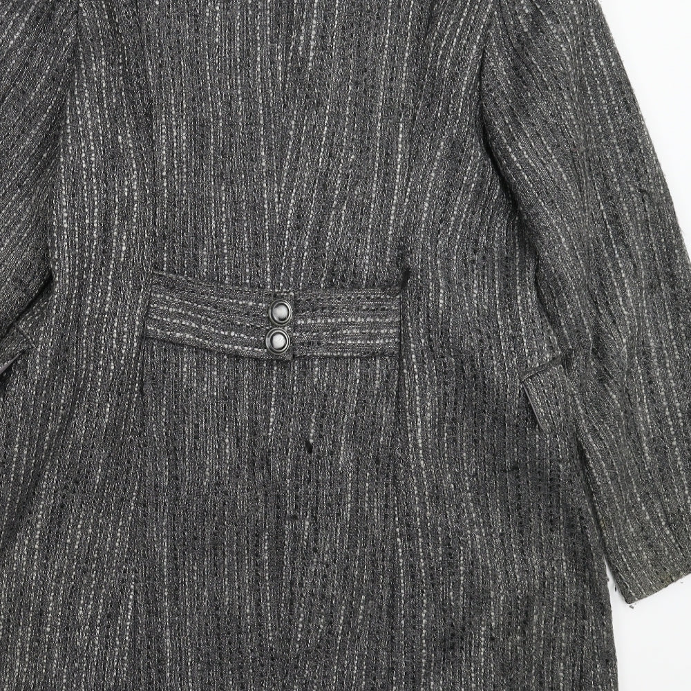 Per Una Womens Grey Striped  Overcoat Coat Size 20