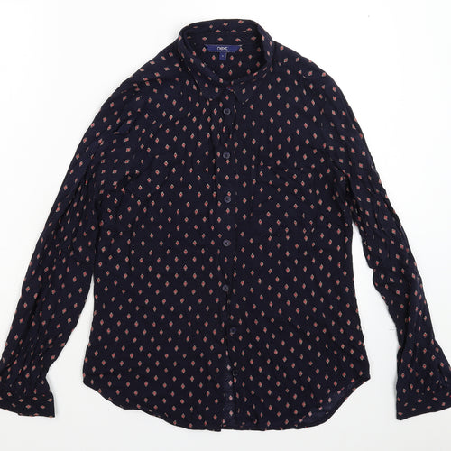 NEXT Womens Blue Geometric  Basic Button-Up Size 6