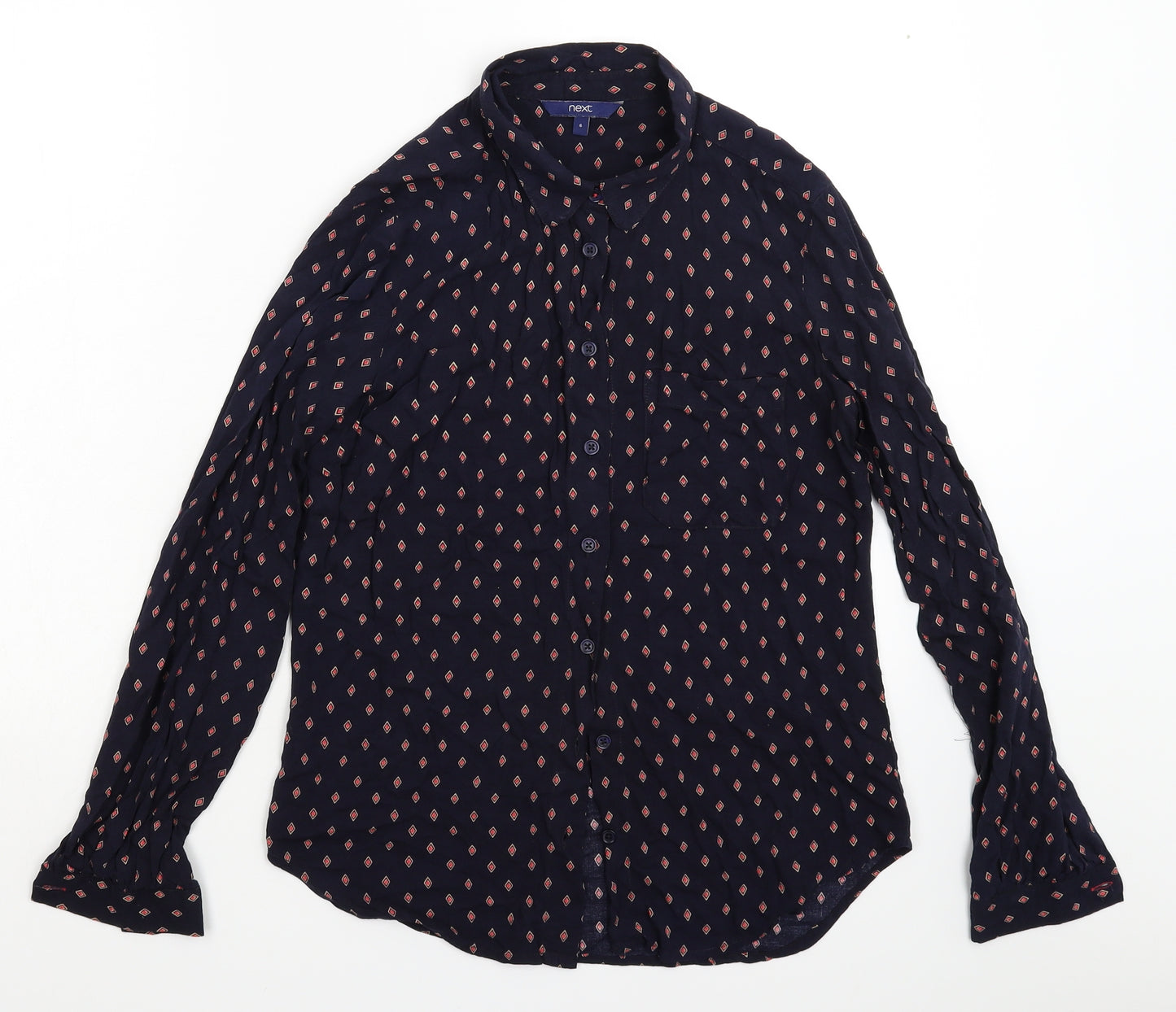 NEXT Womens Blue Geometric  Basic Button-Up Size 6