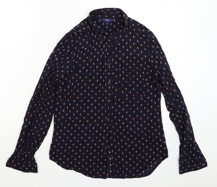 NEXT Womens Blue Geometric  Basic Button-Up Size 6