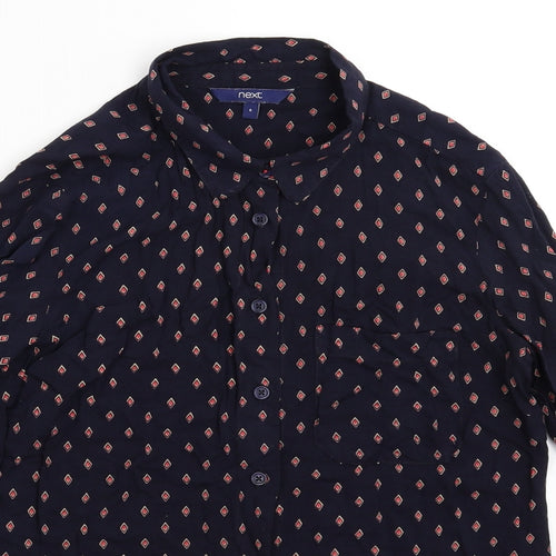 NEXT Womens Blue Geometric  Basic Button-Up Size 6
