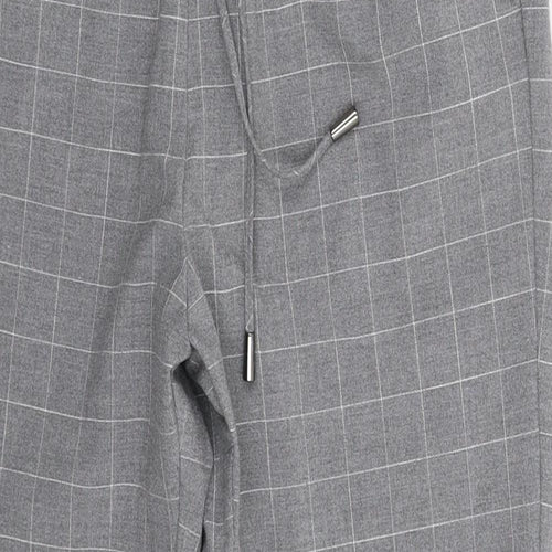 Marks and Spencer Womens Grey Check  Trousers  Size 12 L26 in