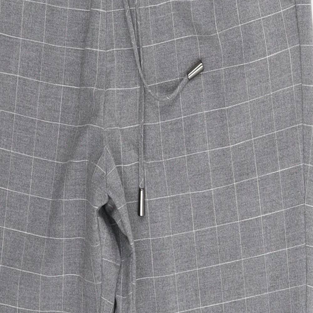 Marks and Spencer Womens Grey Check  Trousers  Size 12 L26 in