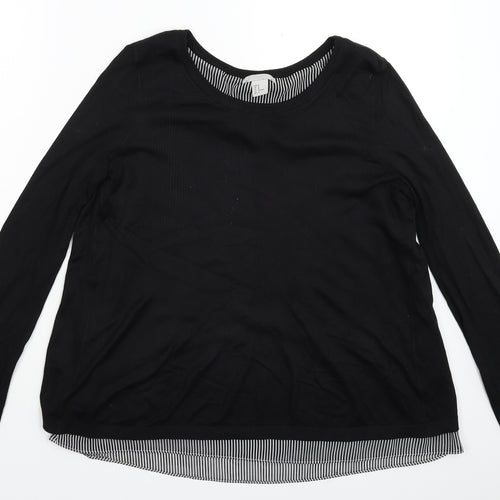 H&M Womens Black  Knit Pullover Jumper Size M