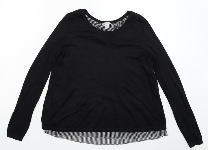 H&M Womens Black  Knit Pullover Jumper Size M