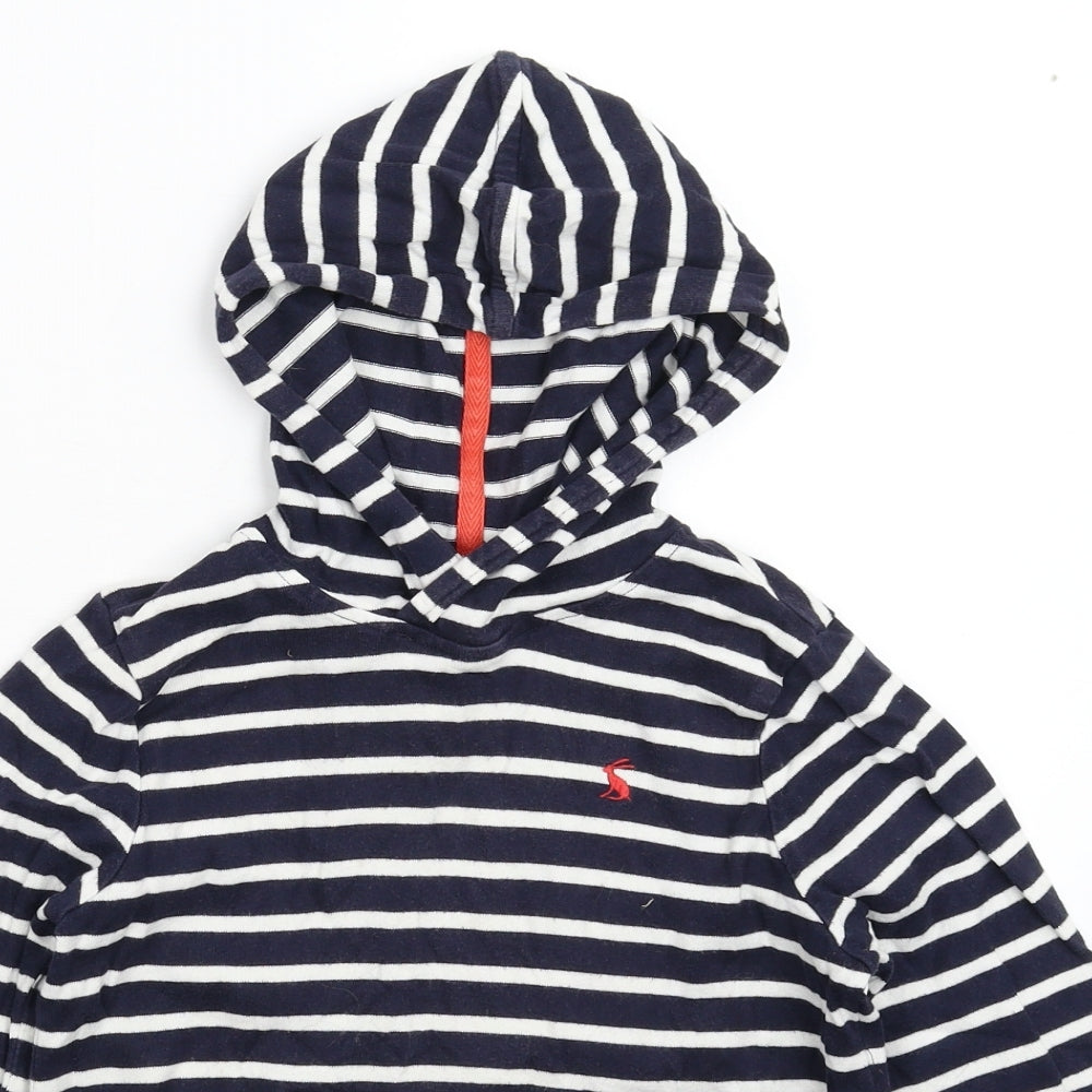 Joules Girls Blue Striped  Pullover Hoodie Size 6 Years