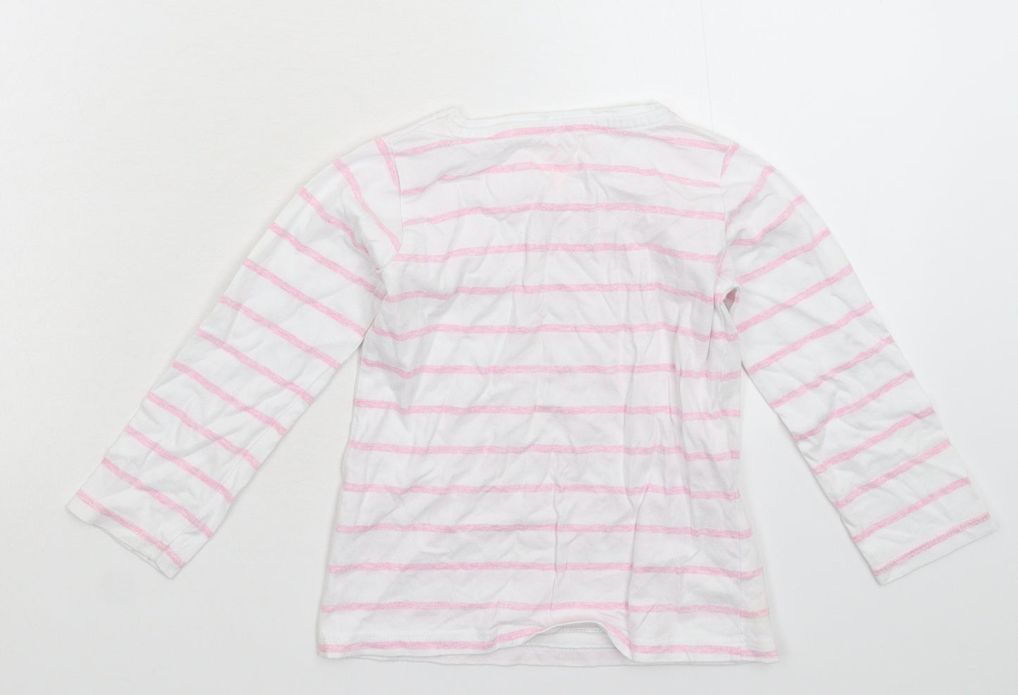 E-vie Girls White Striped  Basic T-Shirt Size 3 Years