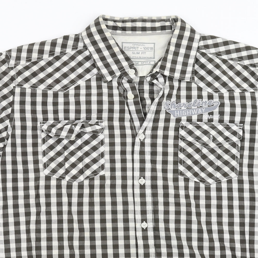 Esprit Mens Green Check   Button-Up Size L