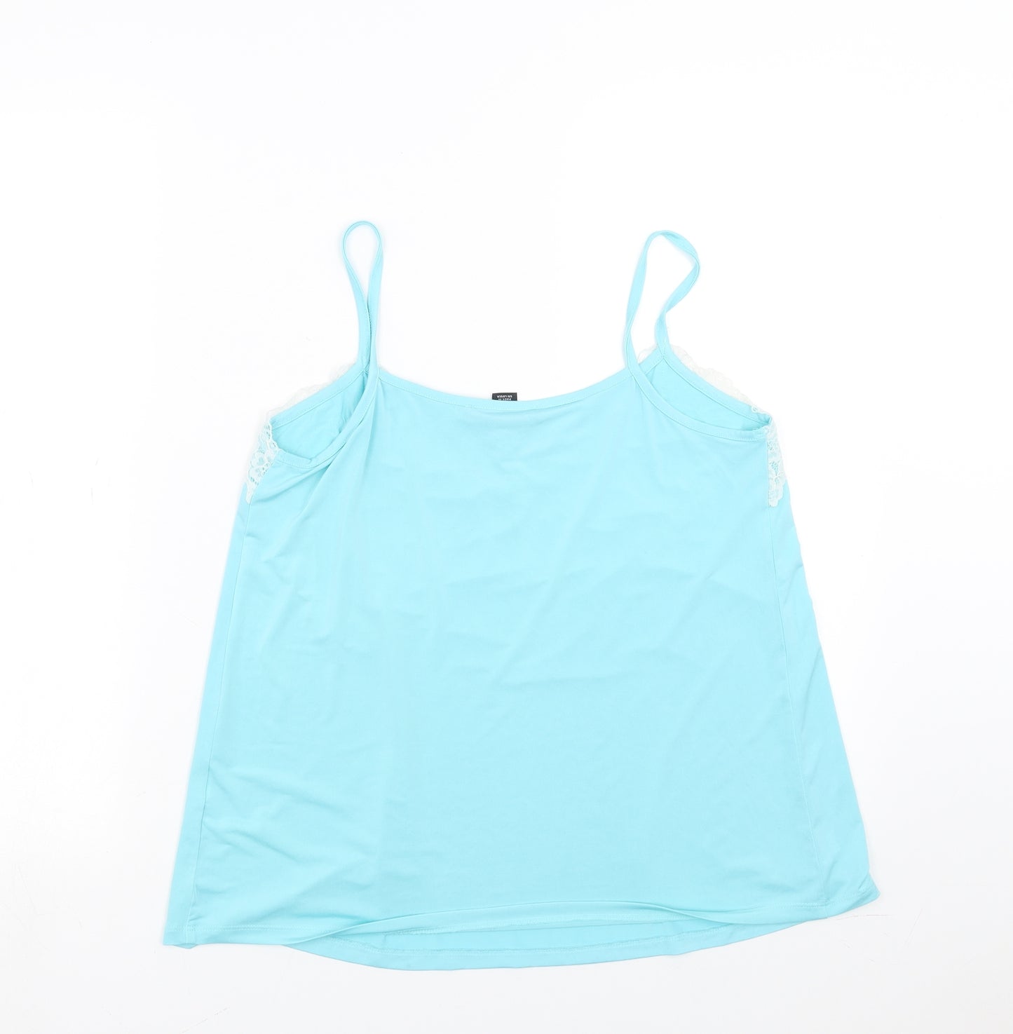 Preworn Womens Blue   Camisole T-Shirt Size 12  - floral lace detail