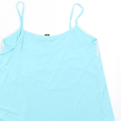 Preworn Womens Blue   Camisole T-Shirt Size 12  - floral lace detail