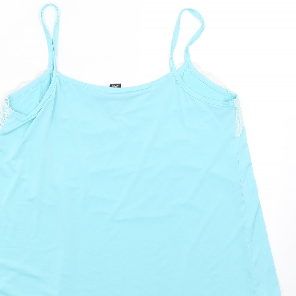 Preworn Womens Blue   Camisole T-Shirt Size 12  - floral lace detail