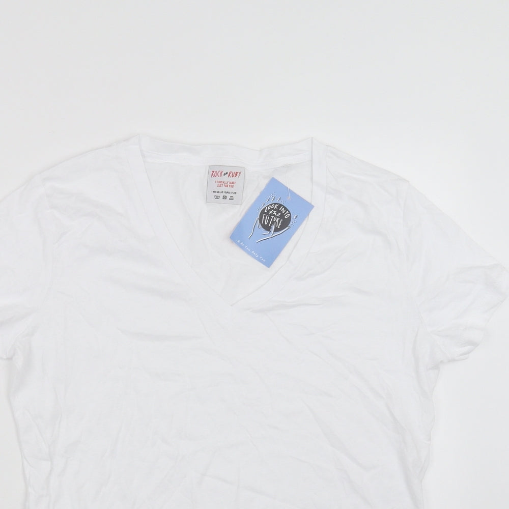 Rock on Ruby Womens White   Basic T-Shirt Size M