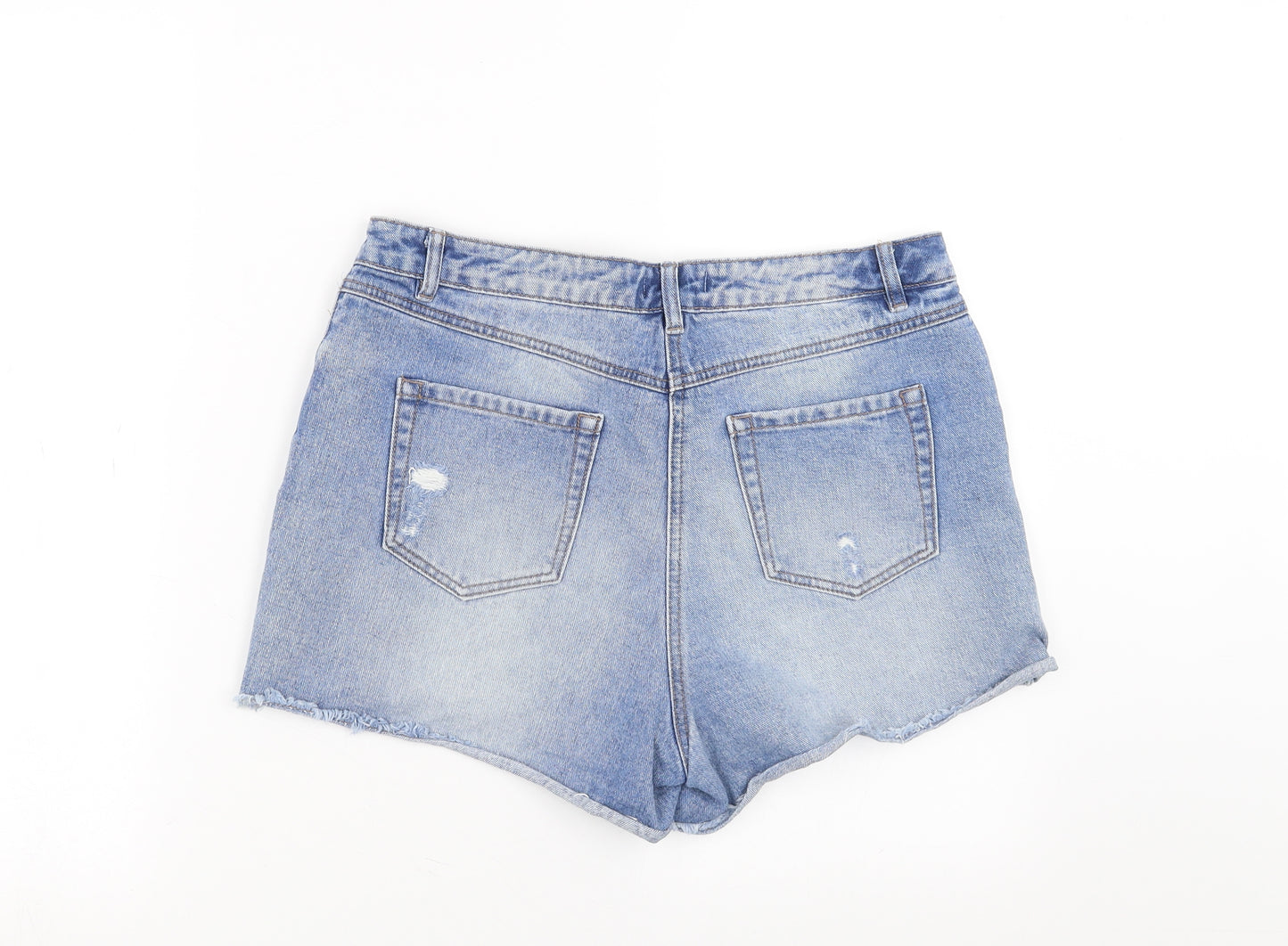 Matalan Womens Blue  Denim Hot Pants Shorts Size 10 - Distressed