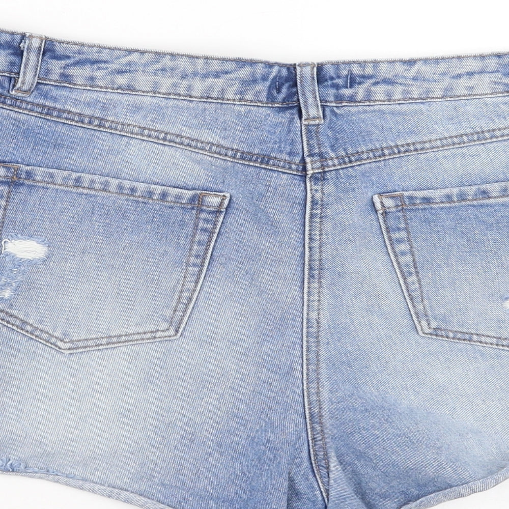 Matalan Womens Blue  Denim Hot Pants Shorts Size 10 - Distressed