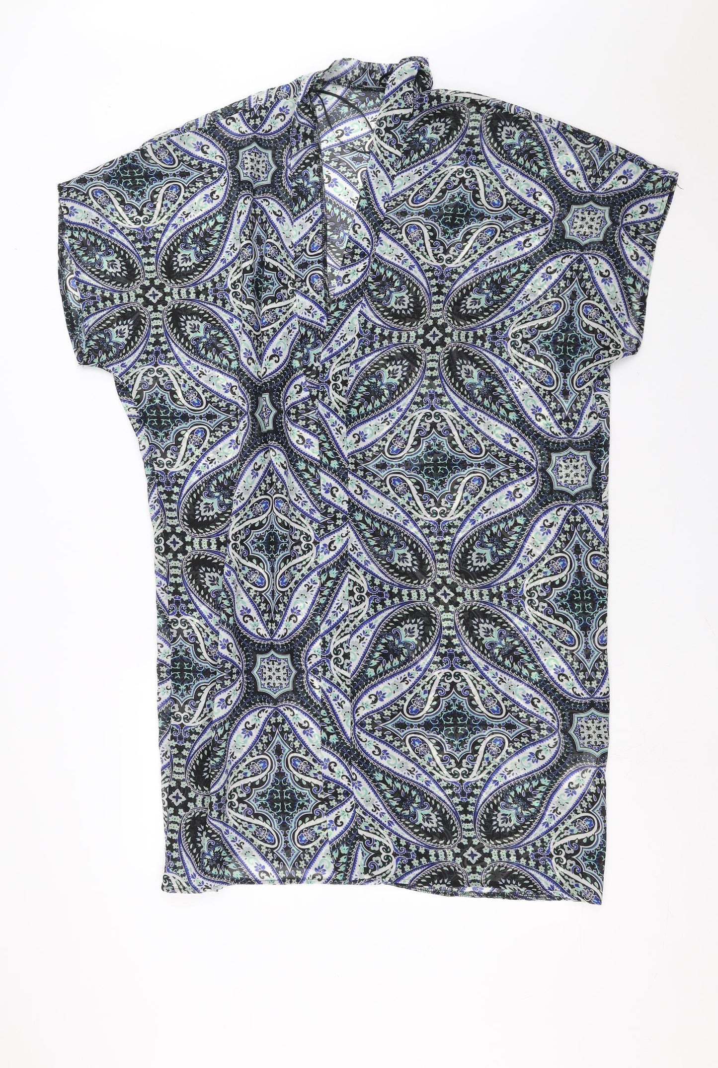 Primark Womens Blue Paisley  Cardigan Jumper Size M  - sheer