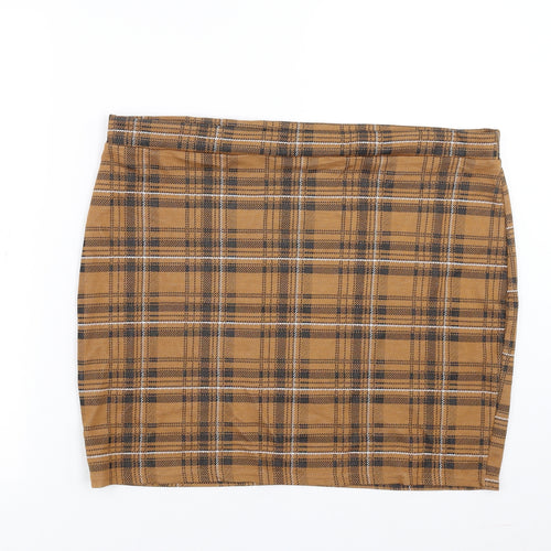 Pink Clove Womens Brown Plaid  Mini Skirt Size 18