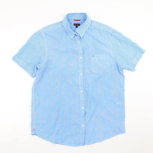 Pierre Cardin Mens Blue Check   Button-Up Size L