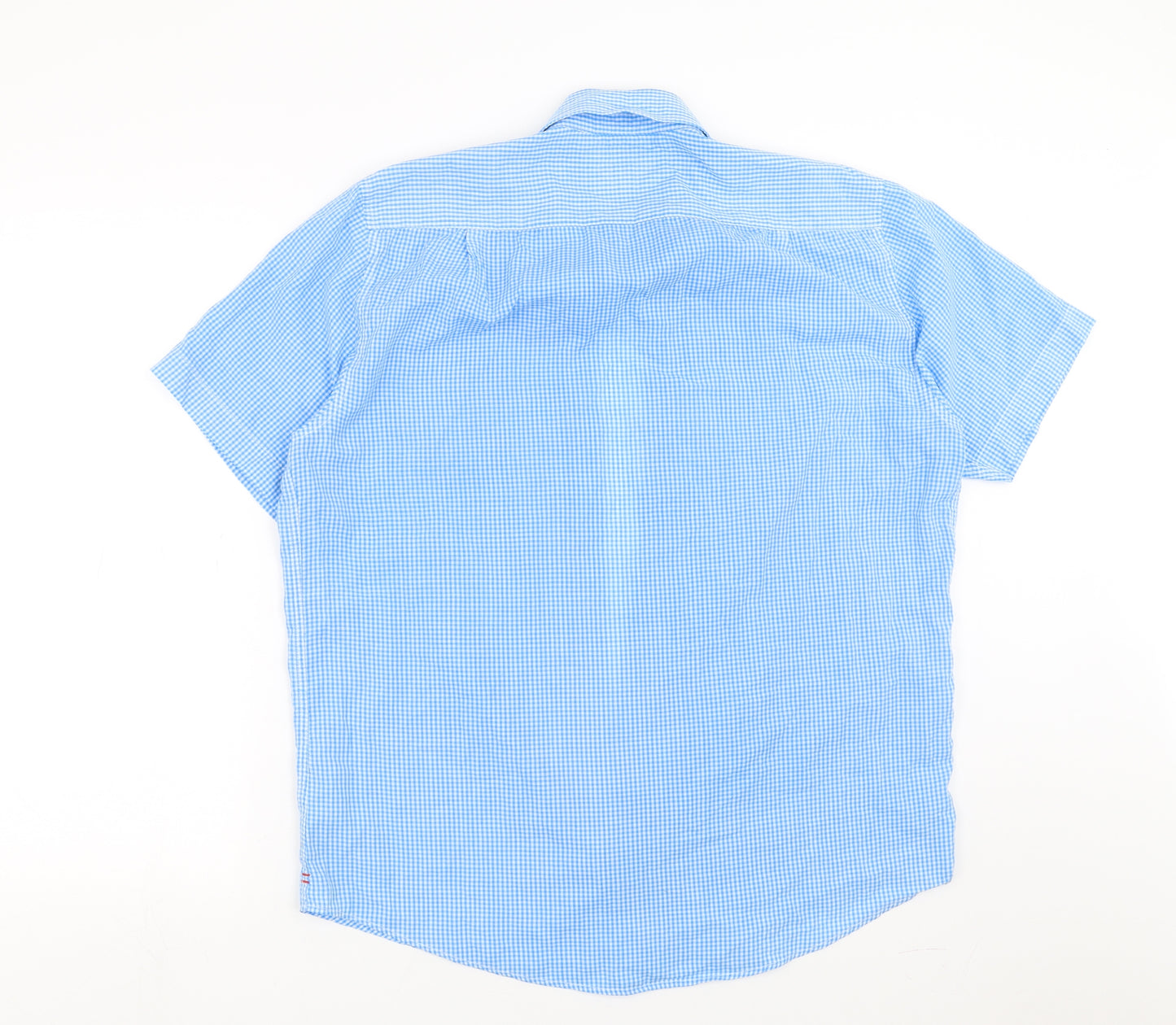 Pierre Cardin Mens Blue Check   Button-Up Size L