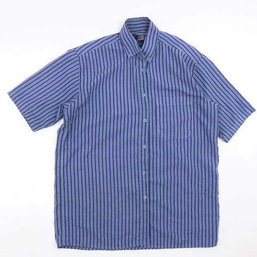 Hutson Harbour Mens Blue Striped   Button-Up Size M