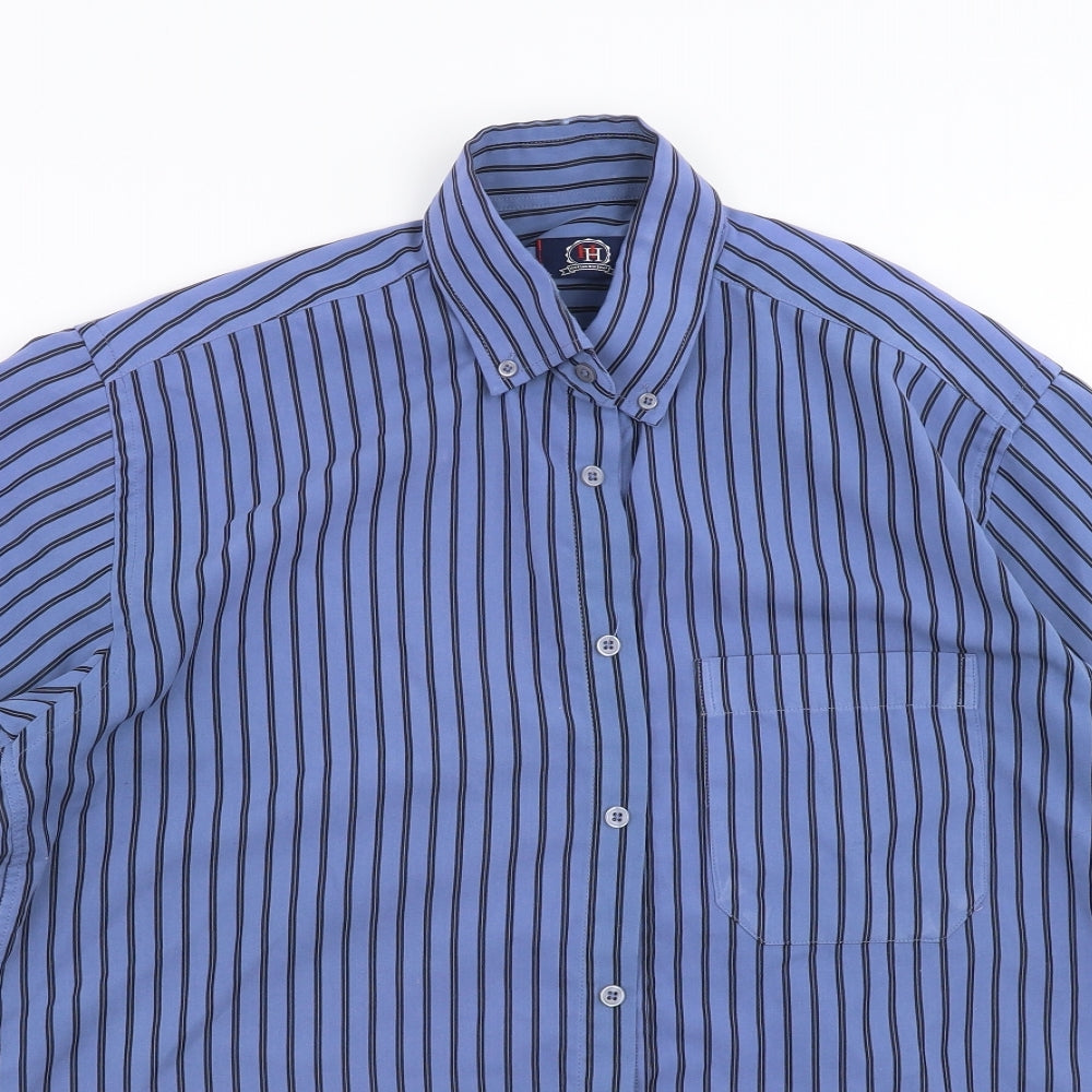 Hutson Harbour Mens Blue Striped   Button-Up Size M