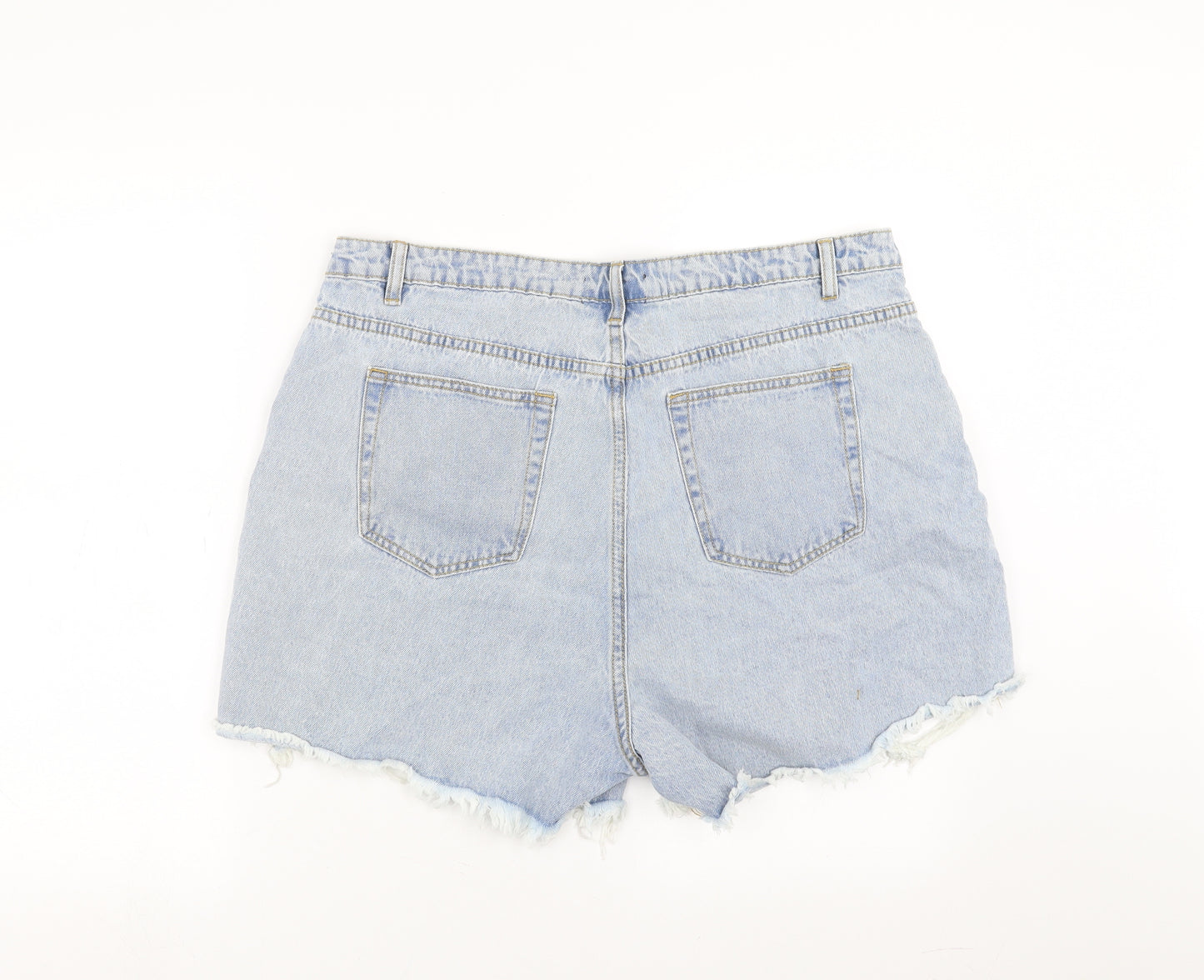 Missguided Womens Blue  Denim Hot Pants Shorts Size 20 - Distressed