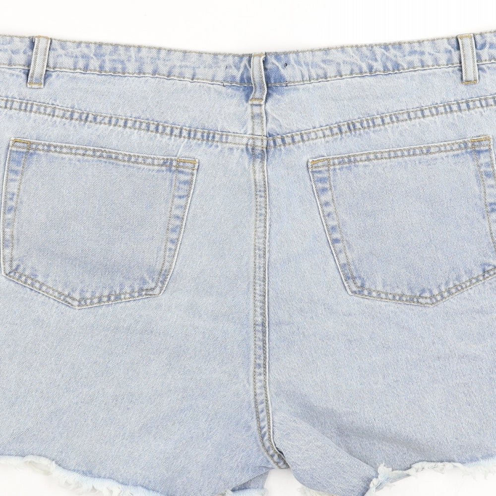 Missguided Womens Blue  Denim Hot Pants Shorts Size 20 - Distressed