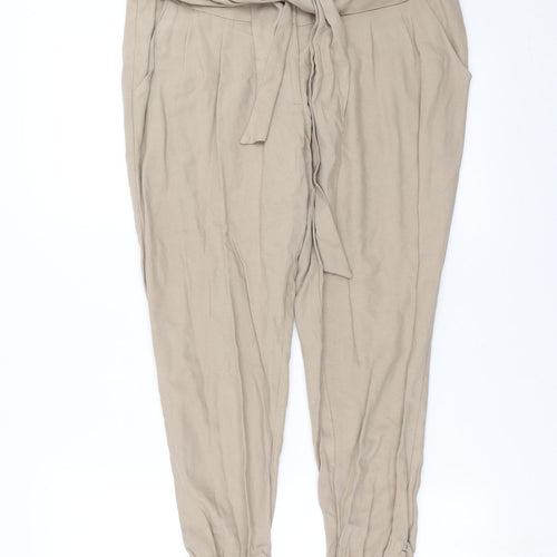 Dorothy Perkins Womens Beige   Trousers  Size 10 L28 in - ruched ankles