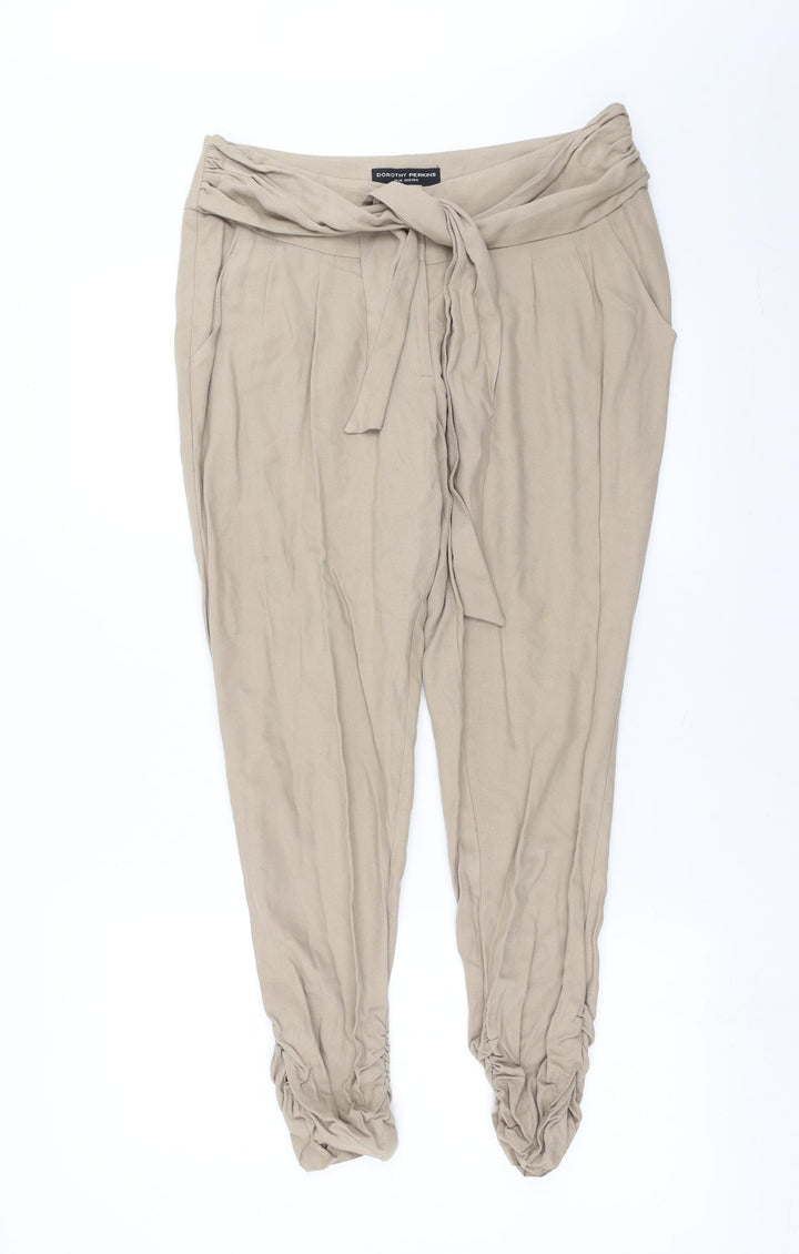 Dorothy Perkins Womens Beige   Trousers  Size 10 L28 in - ruched ankles