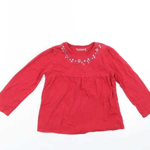 Nutmeg Girls Red Floral  Basic T-Shirt Size 2-3 Years