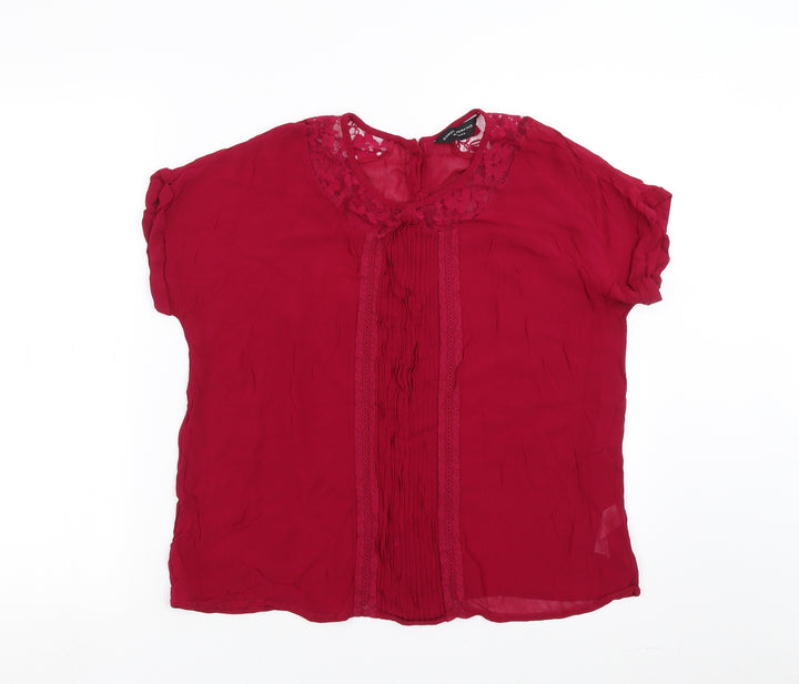 Dorothy Perkins Womens Pink   Basic Blouse Size 14  - lace detail