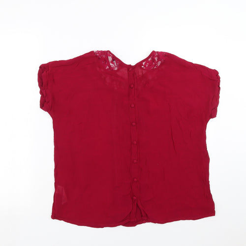 Dorothy Perkins Womens Pink   Basic Blouse Size 14  - lace detail