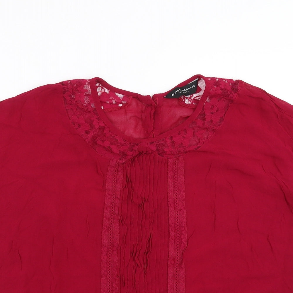 Dorothy Perkins Womens Pink   Basic Blouse Size 14  - lace detail