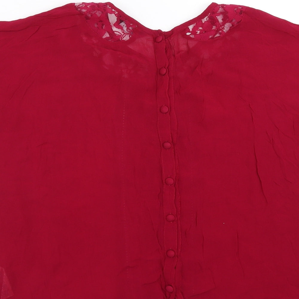 Dorothy Perkins Womens Pink   Basic Blouse Size 14  - lace detail