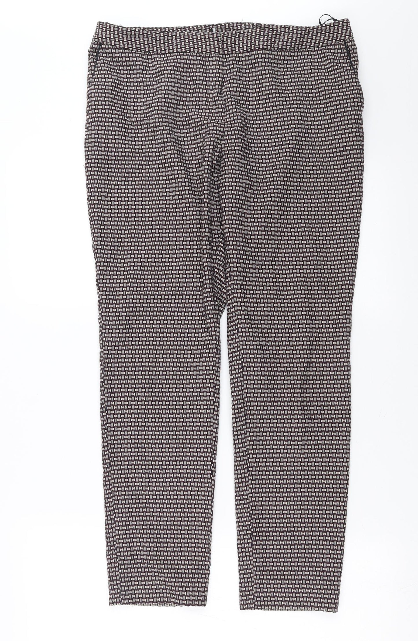 NEXT Womens Purple Geometric  Trousers  Size 12 L27 in
