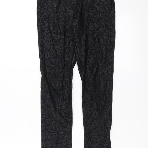 Ribbon Womens Black Floral  Trousers  Size 8 L29 in