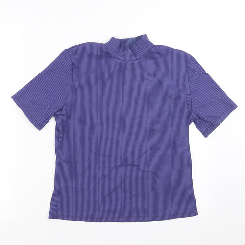 George Womens Purple Striped  Basic Blouse Size 14