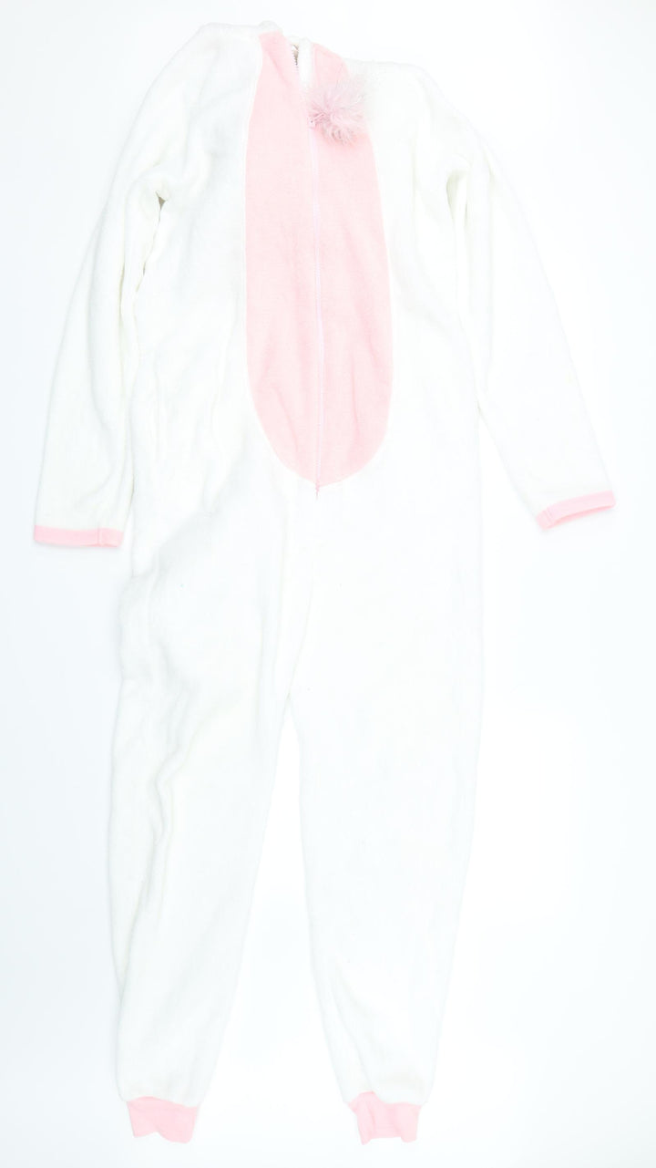 Love to lounge Girls White Animal Print Fleece Capri One Piece Size XS - Unicorn